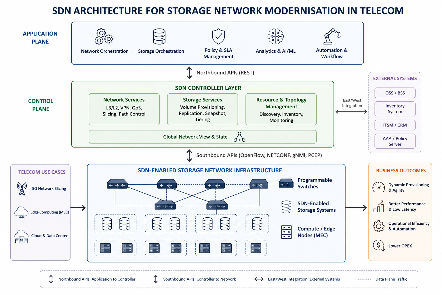 SDN architecture for storage in telecom